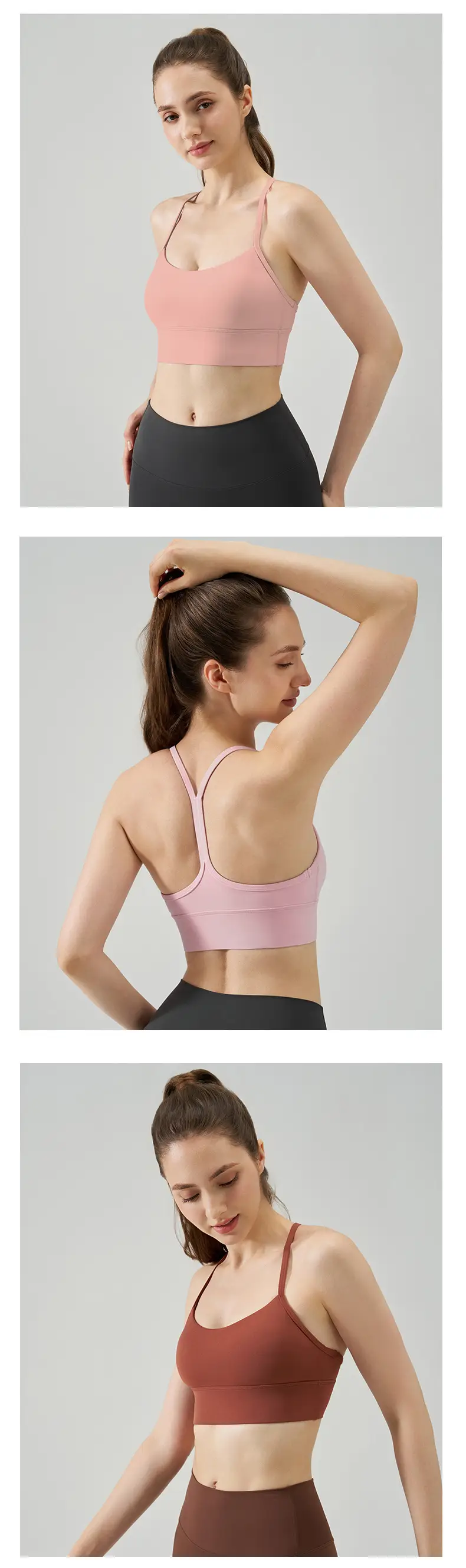 New Nude Sports Bra, Feminine and Beautiful Back, Spaghetti Straps, Outer Wear, Fitness Medium-Intensity Vest-Style Yoga Bra — feature 14