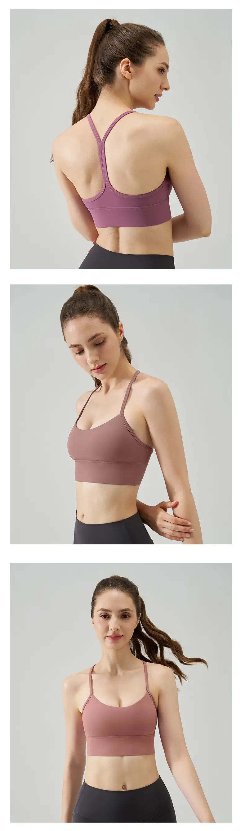 New Nude Sports Bra, Feminine and Beautiful Back, Spaghetti Straps, Outer Wear, Fitness Medium-Intensity Vest-Style Yoga Bra — feature 16