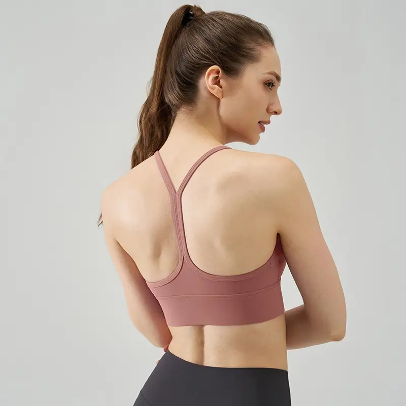New Nude Sports Bra, Feminine and Beautiful Back, Spaghetti Straps, Outer Wear, Fitness Medium-Intensity Vest-Style Yoga Bra