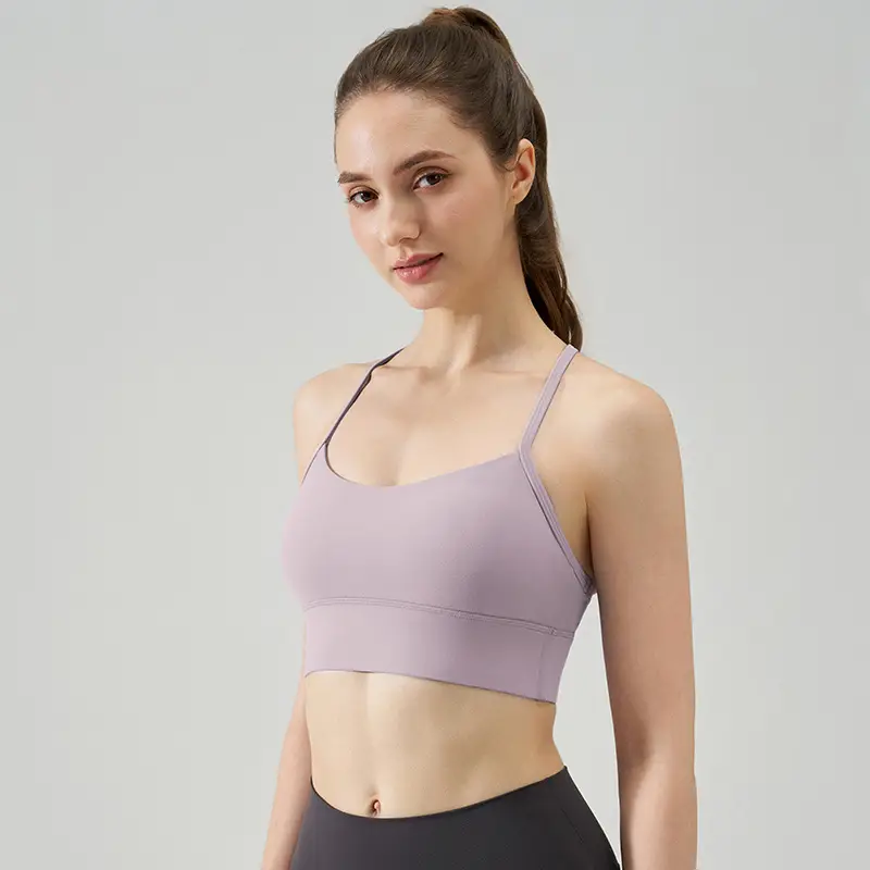 New Nude Sports Bra, Feminine and Beautiful Back, Spaghetti Straps, Outer Wear, Fitness Medium-Intensity Vest-Style Yoga Bra