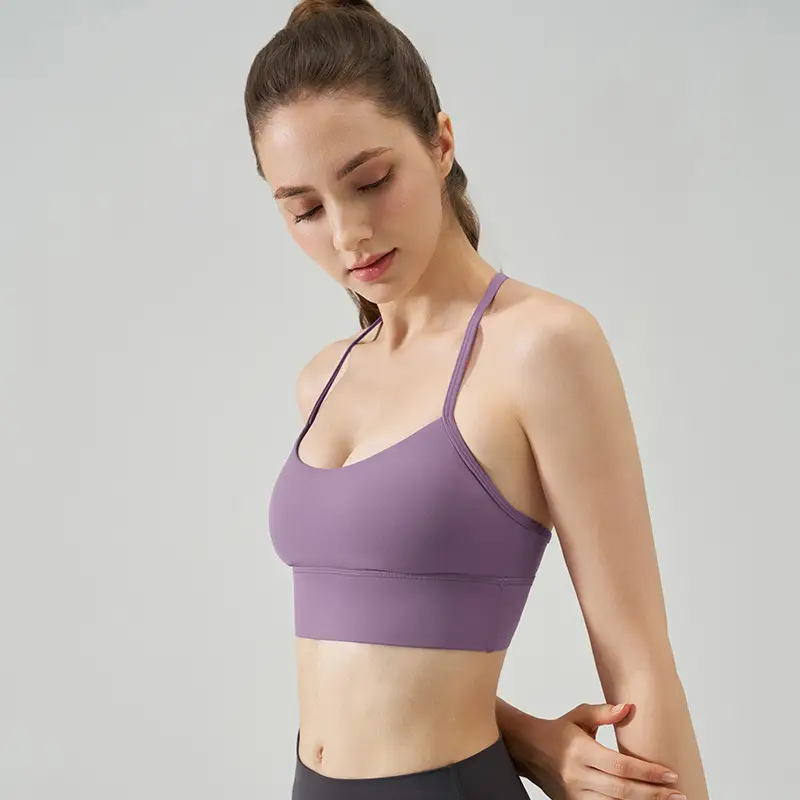 New Nude Sports Bra, Feminine and Beautiful Back, Spaghetti Straps, Outer Wear, Fitness Medium-Intensity Vest-Style Yoga Bra