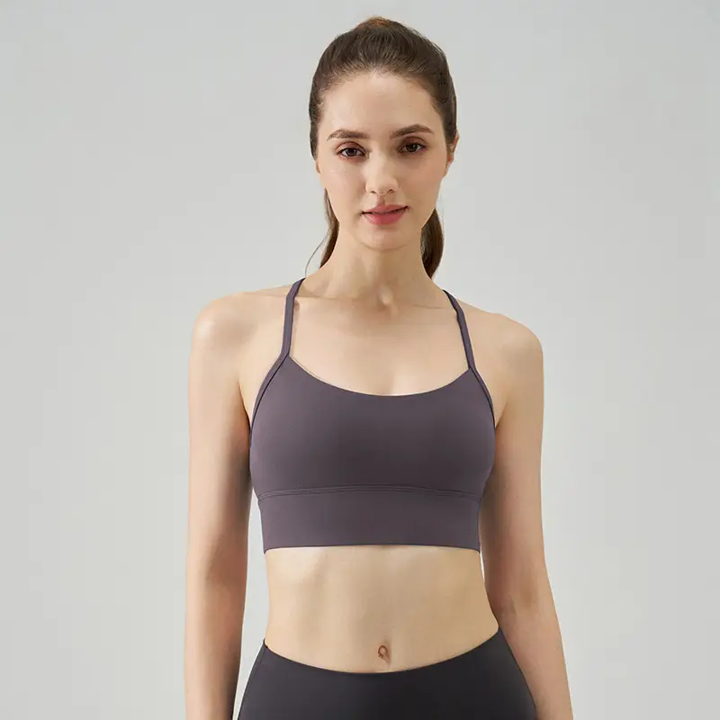 New Nude Sports Bra, Feminine and Beautiful Back, Spaghetti Straps, Outer Wear, Fitness Medium-Intensity Vest-Style Yoga Bra