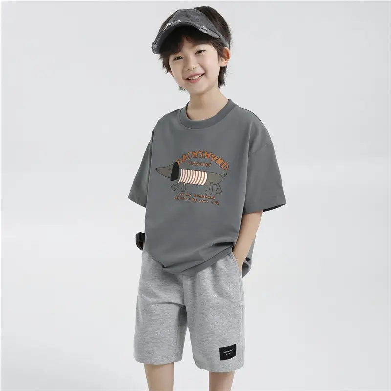Haima Boys T-Shirt White Cartoon Print Quick Dry - Image 2