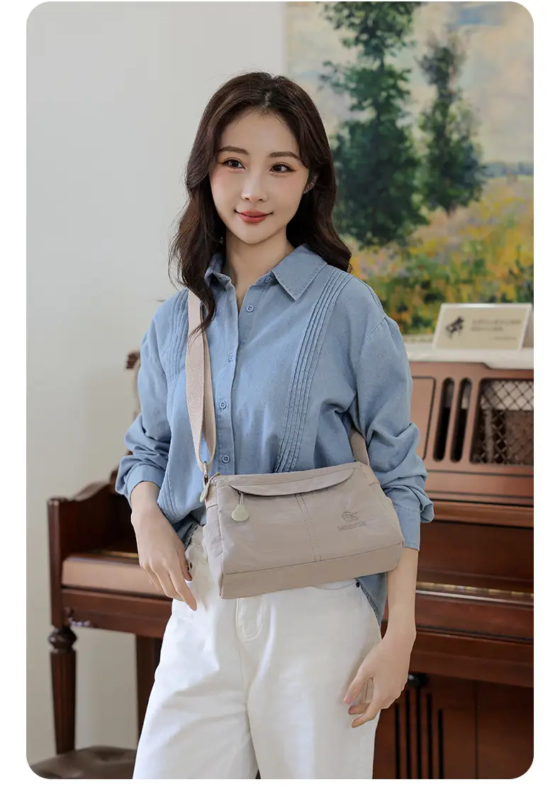 Women's Waterproof Crossbody Bag Beige Nylon 2025 — feature 12
