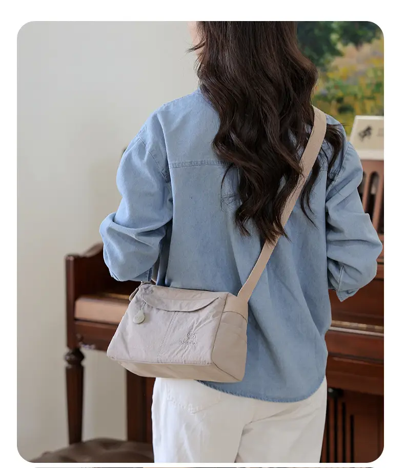 Women's Waterproof Crossbody Bag Beige Nylon 2025 — feature 13