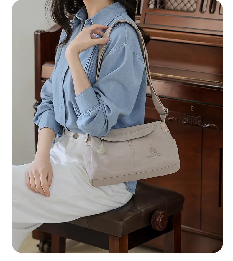Women's Waterproof Crossbody Bag Beige Nylon 2025 — feature 14