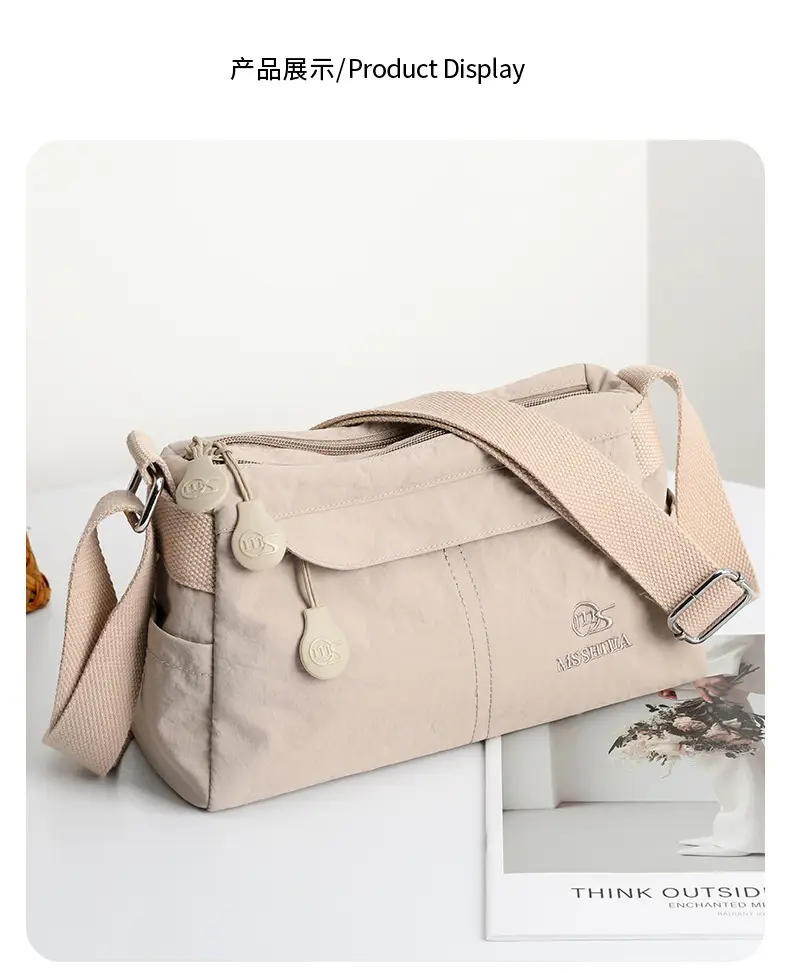 Women's Waterproof Crossbody Bag Beige Nylon 2025 — feature 15
