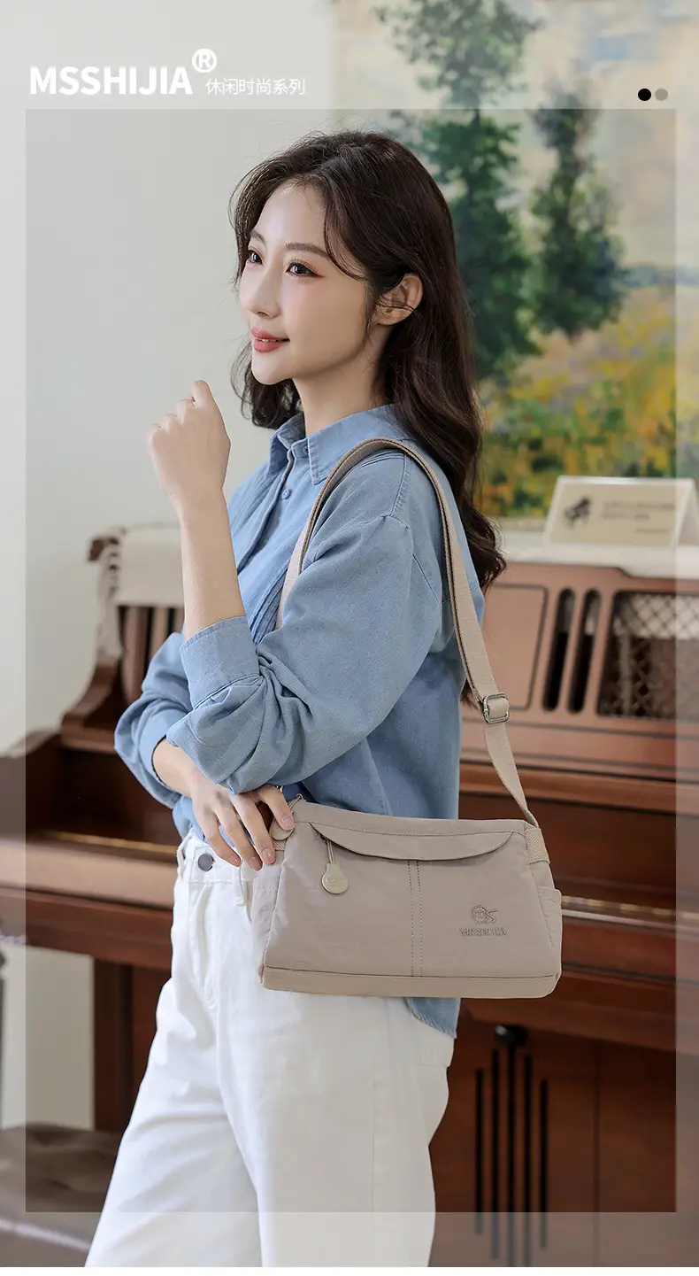 Women's Waterproof Crossbody Bag Beige Nylon 2025 — feature 2
