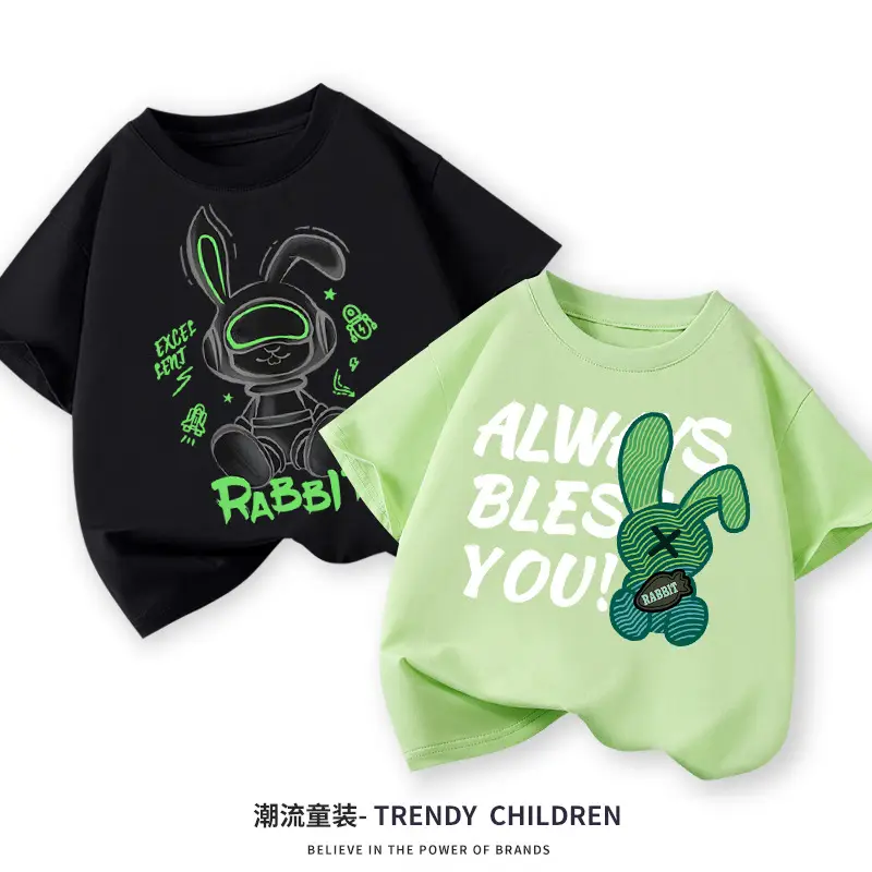 Kids Rabbit Graphic T-Shirt Green 2026 - Image 13