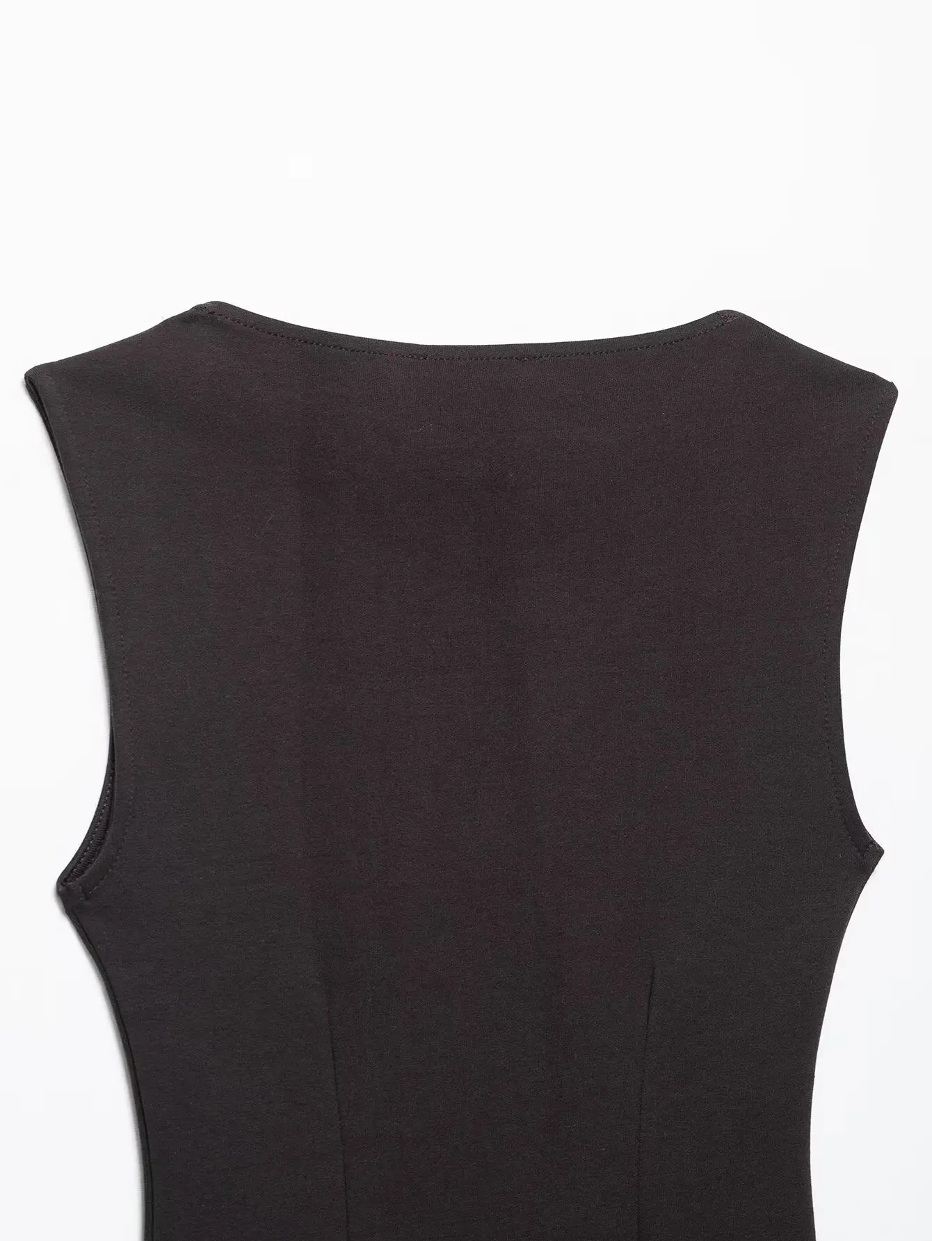 Black Square Neck Belt Short Dress for Women — feature 13