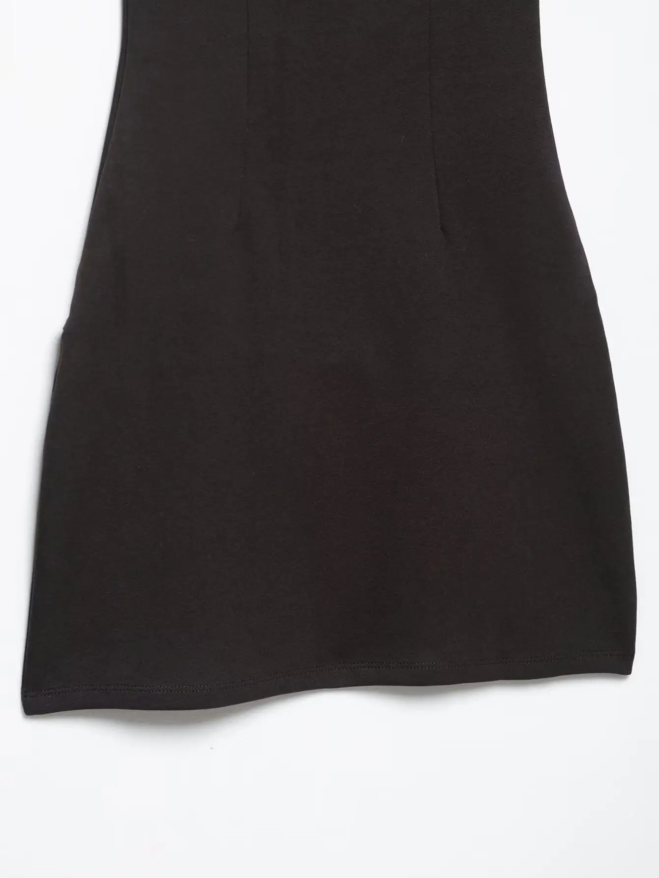 Black Square Neck Belt Short Dress for Women — feature 14
