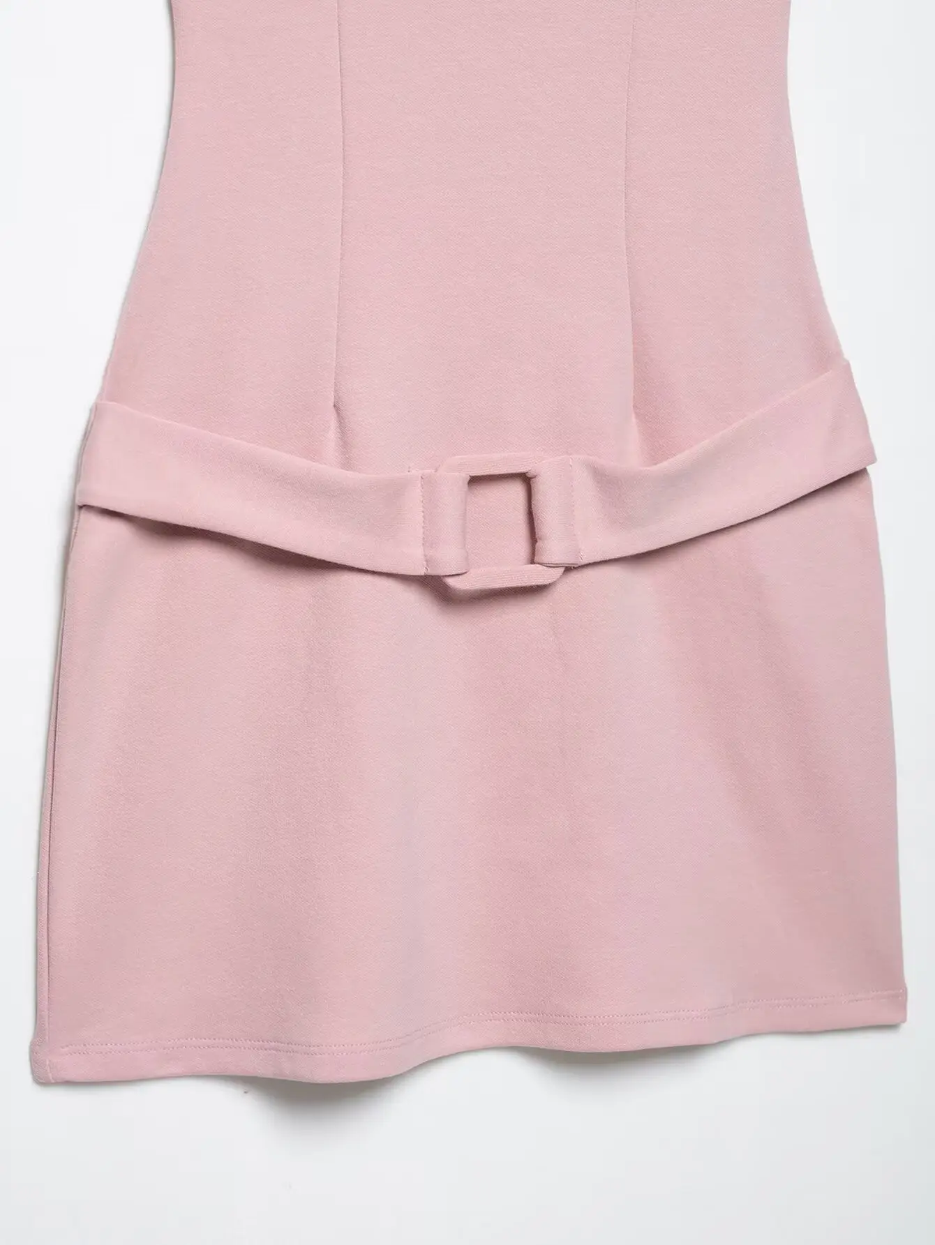 Black Square Neck Belt Short Dress for Women — feature 17