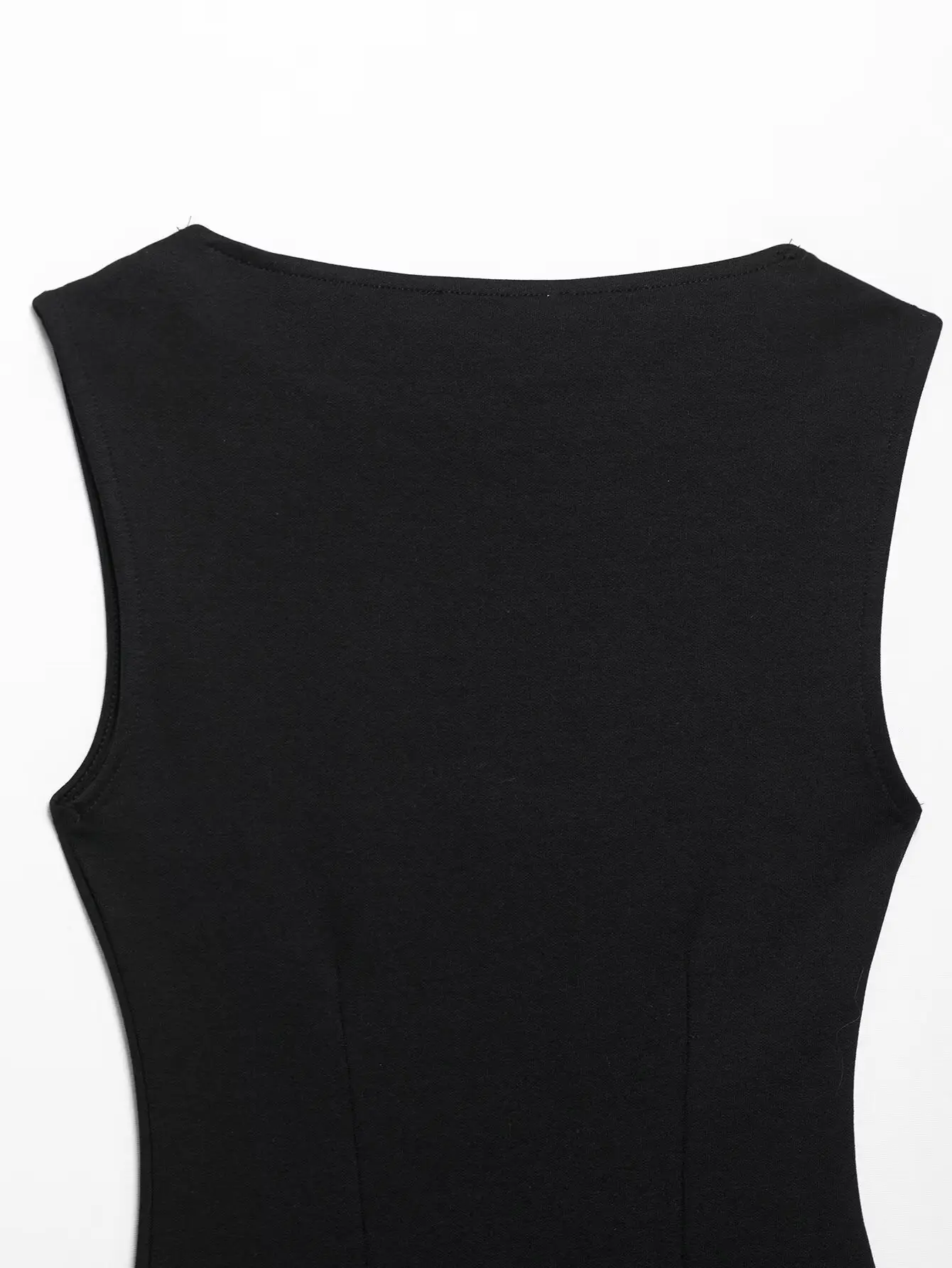 Black Square Neck Belt Short Dress for Women — feature 30