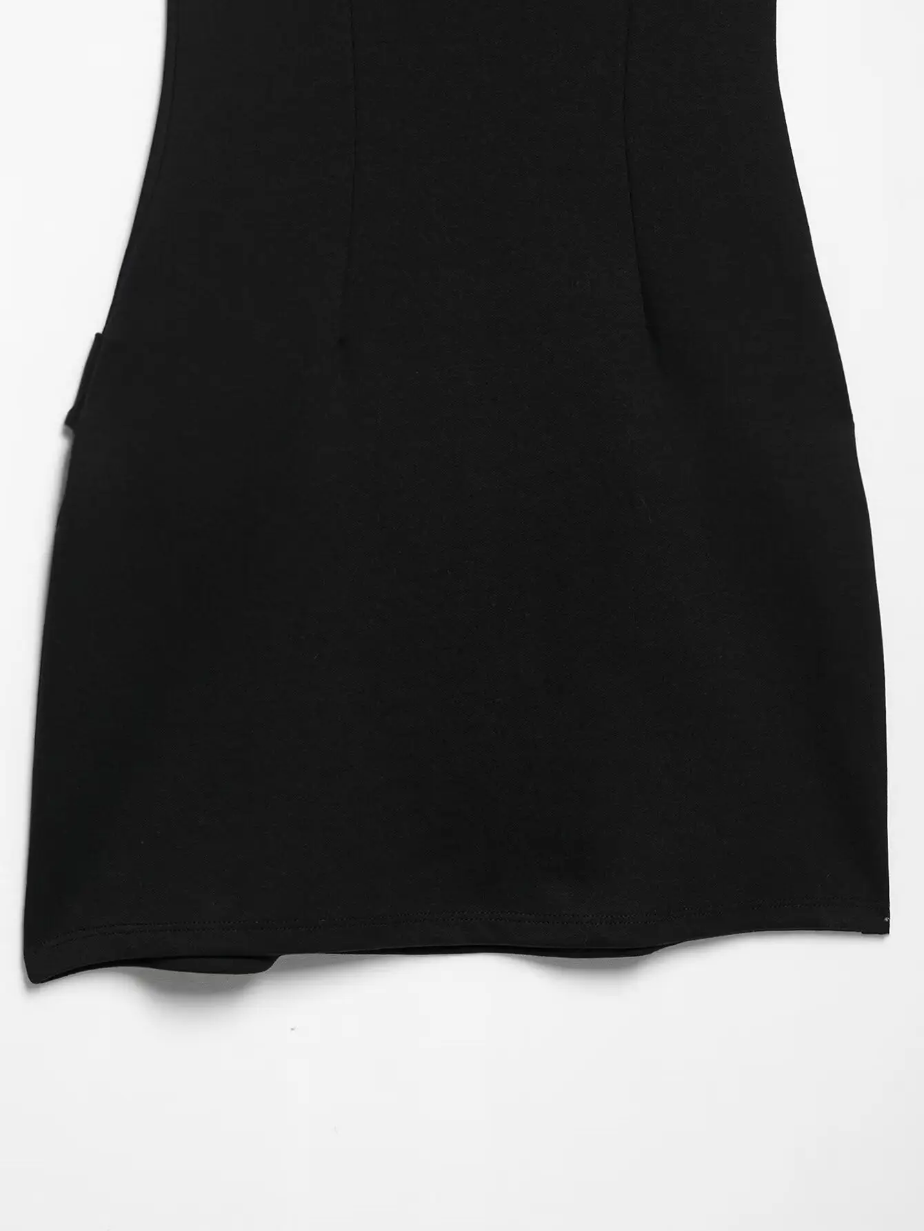 Black Square Neck Belt Short Dress for Women — feature 31