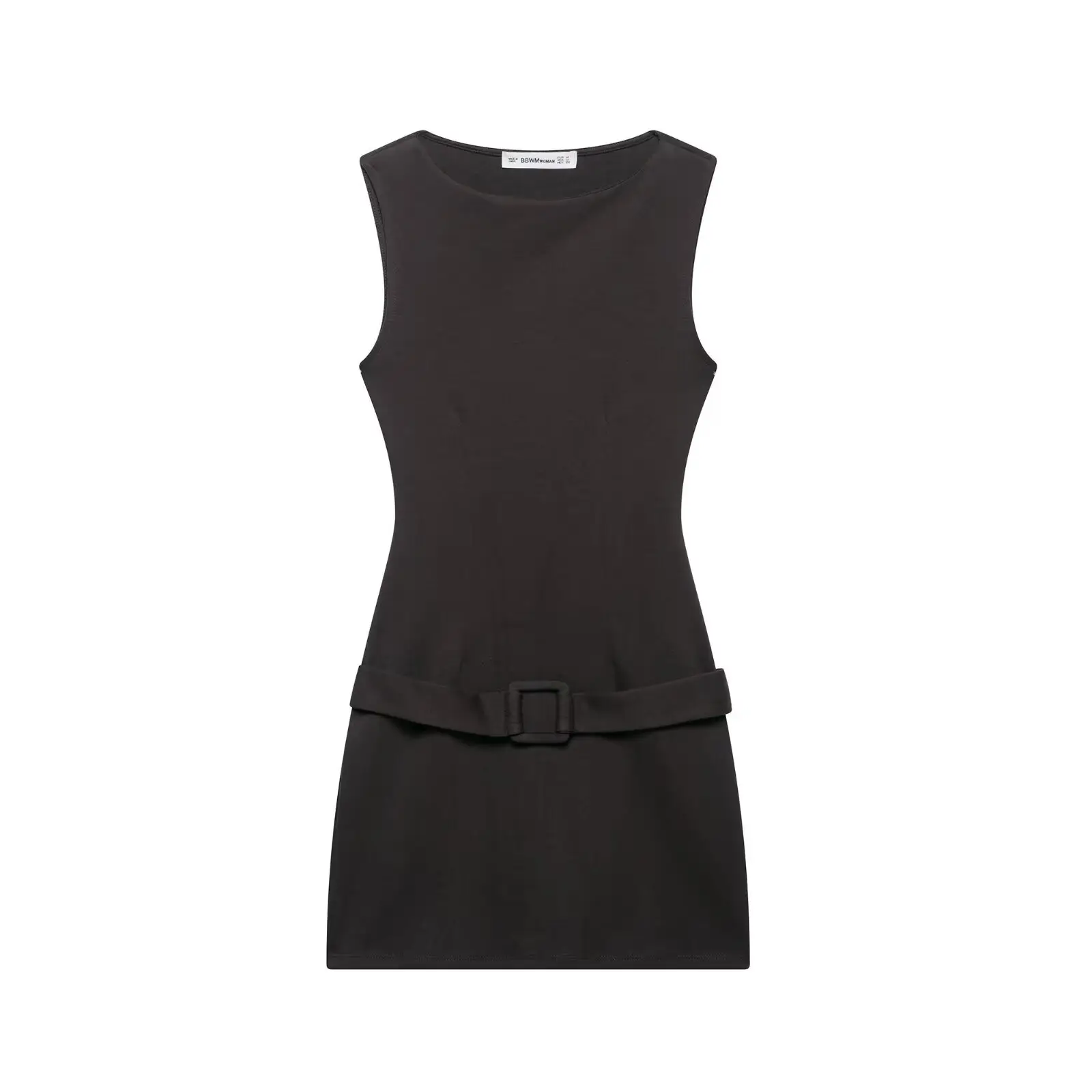 Black Square Neck Belt Short Dress for Women — feature 5
