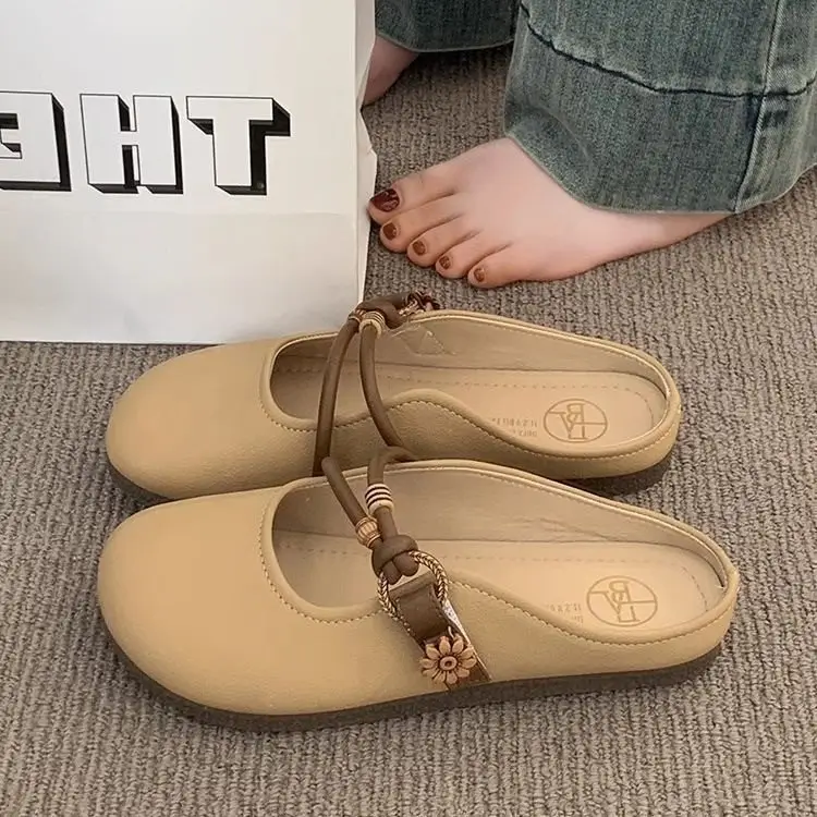 Baotou Half Slippers for Women's Summer Outer Wear 2025 New Super Popular Flats-Soled Slip-On Lazy Half-Cup French Sandals — feature 12