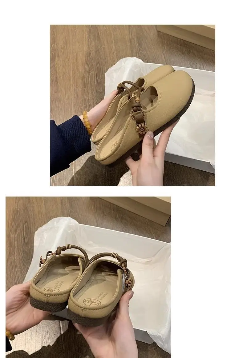 Baotou Half Slippers for Women's Summer Outer Wear 2025 New Super Popular Flats-Soled Slip-On Lazy Half-Cup French Sandals — feature 7