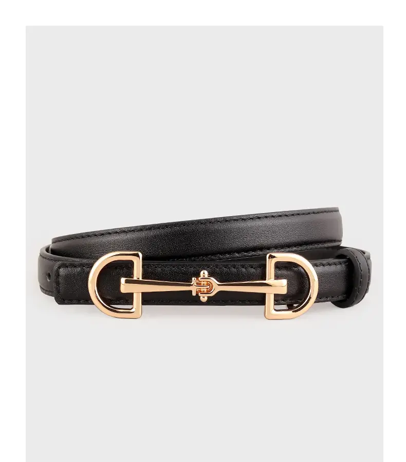 2025 New Style Black Cowhide Women's Belt with Gold Buckle — feature 16