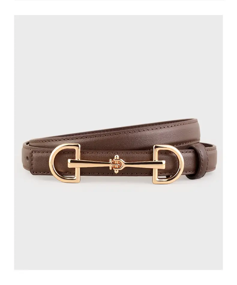 2025 New Style Black Cowhide Women's Belt with Gold Buckle — feature 18