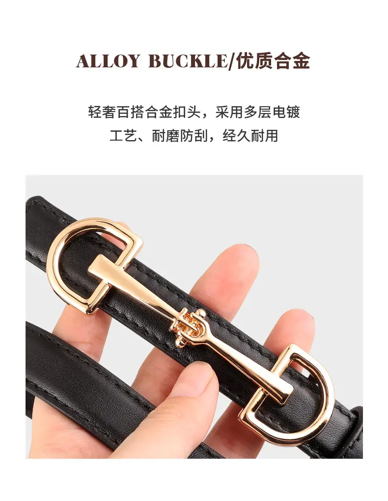 2025 New Style Black Cowhide Women's Belt with Gold Buckle — feature 6
