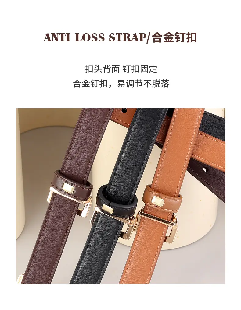 2025 New Style Black Cowhide Women's Belt with Gold Buckle — feature 7