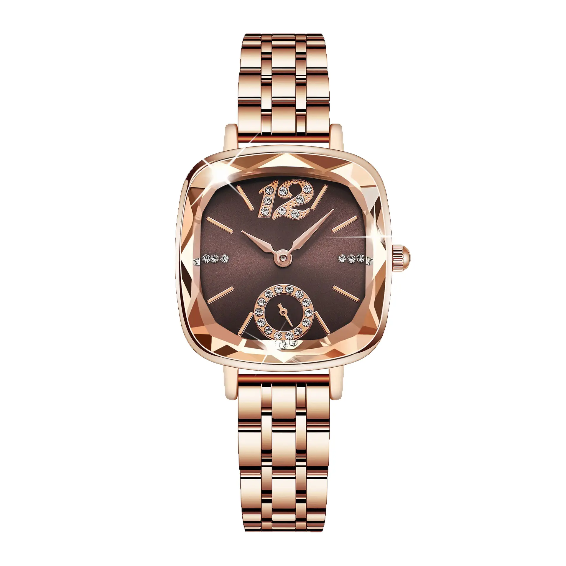 Rose Gold Star Watch for Women with Diamond Bracelet