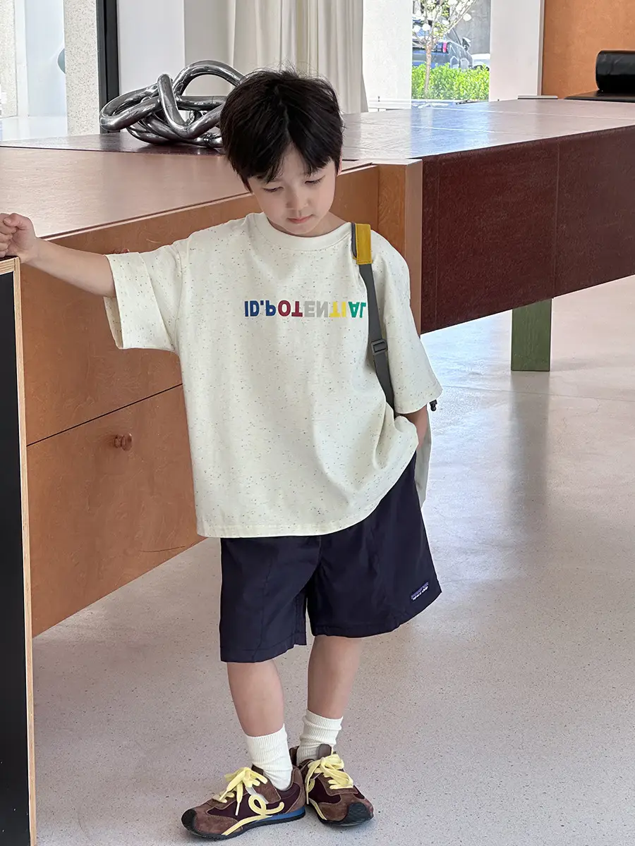 Kids Cotton Letter Print T-Shirt 2025 Summer Boys - Image 4