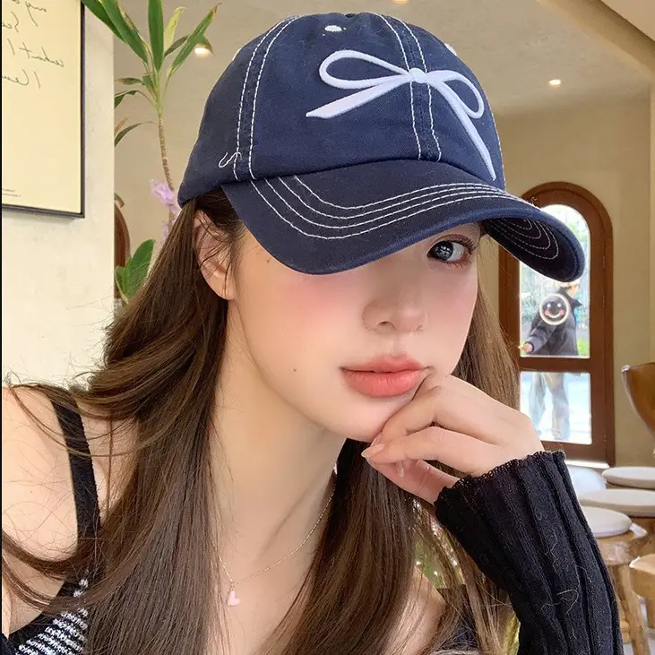 Women's Blue Bow Cap Casual Summer Baseball Hat - Image 9