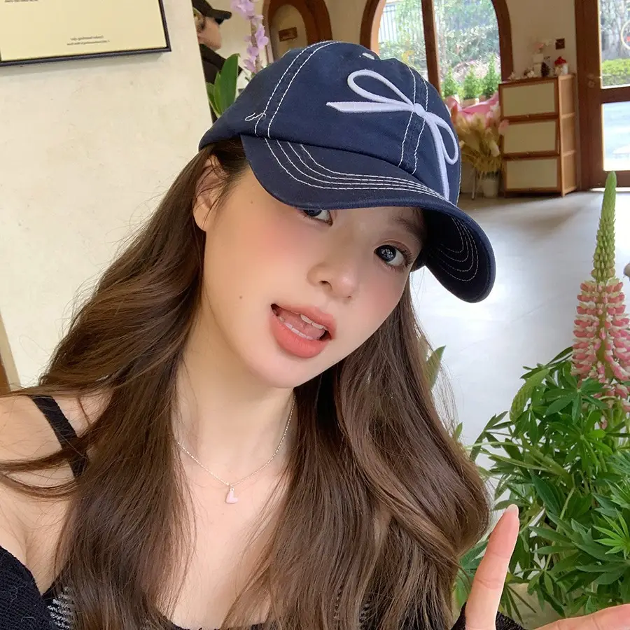 Women's Blue Bow Cap Casual Summer Baseball Hat - Image 10
