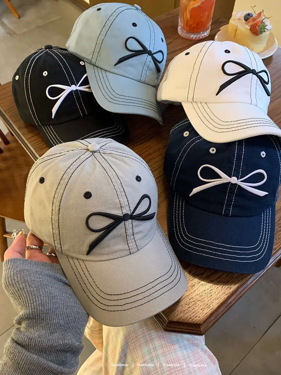 Women's Blue Bow Cap Casual Summer Baseball Hat — feature 5