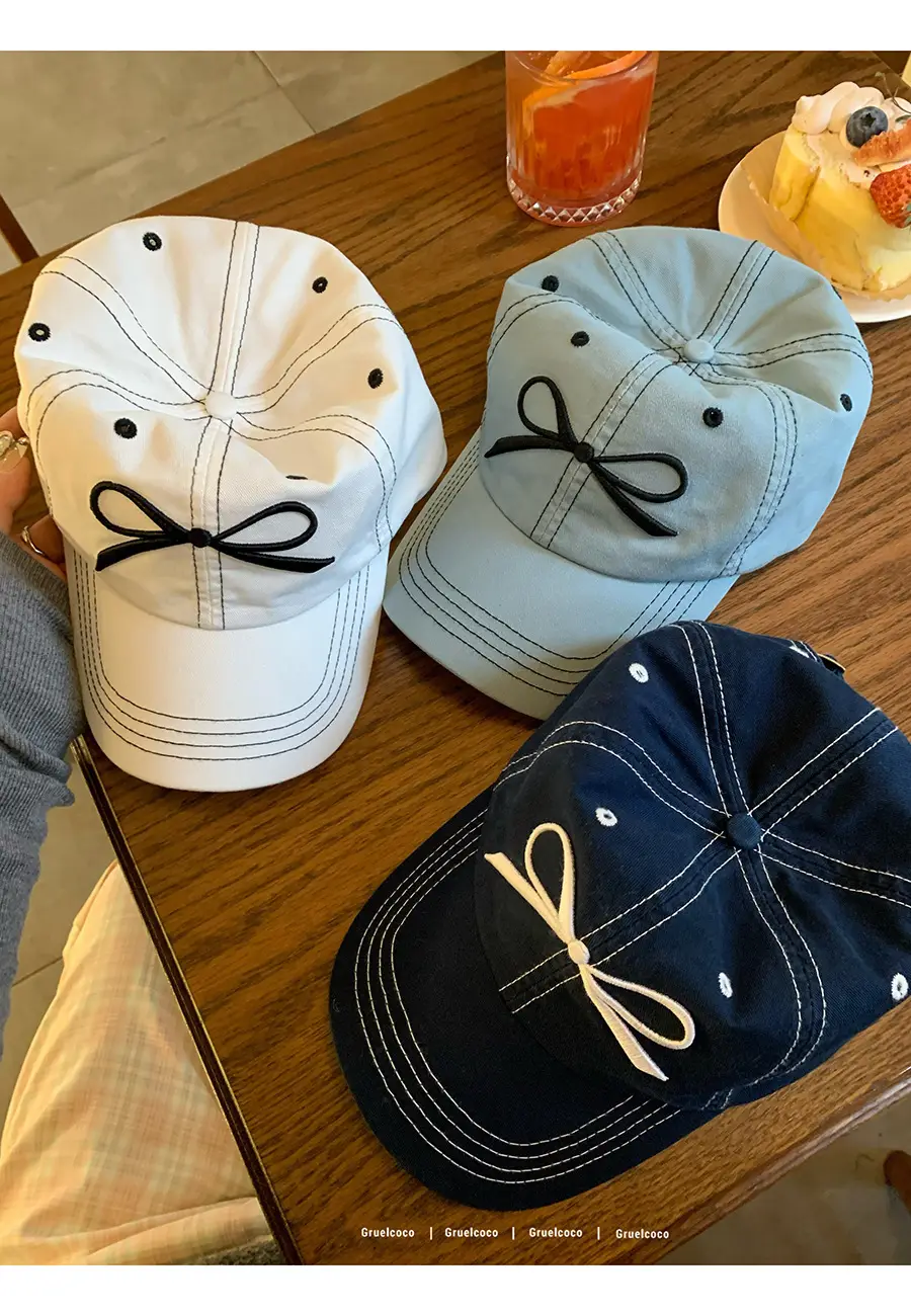 Women's Blue Bow Cap Casual Summer Baseball Hat — feature 6
