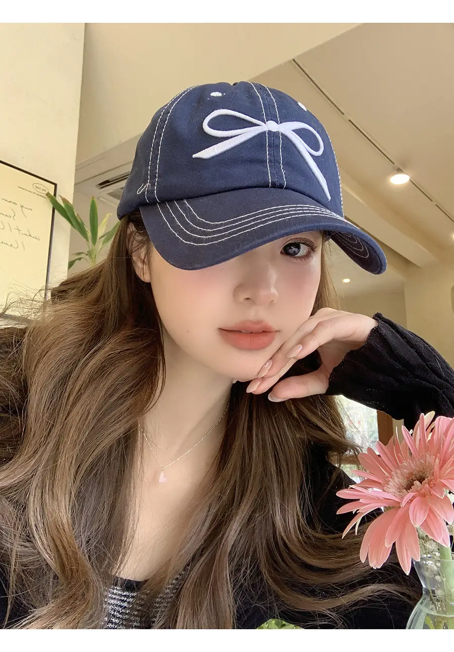 Women's Blue Bow Cap Casual Summer Baseball Hat — feature 8