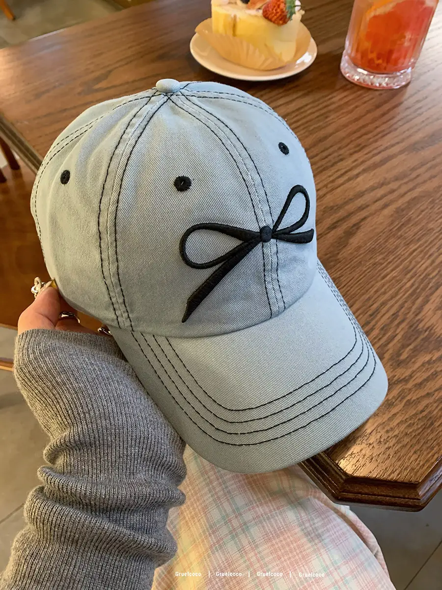 Women's Blue Bow Cap Casual Summer Baseball Hat - Image 3