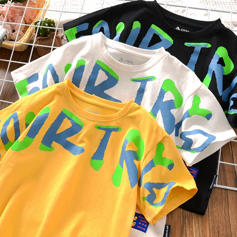 Boys Round Neck Letter Print T-Shirt Black Summer 2026 - Image 6