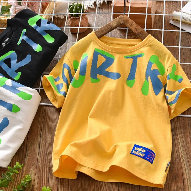 Boys Round Neck Letter Print T-Shirt Black Summer 2026 - Image 7