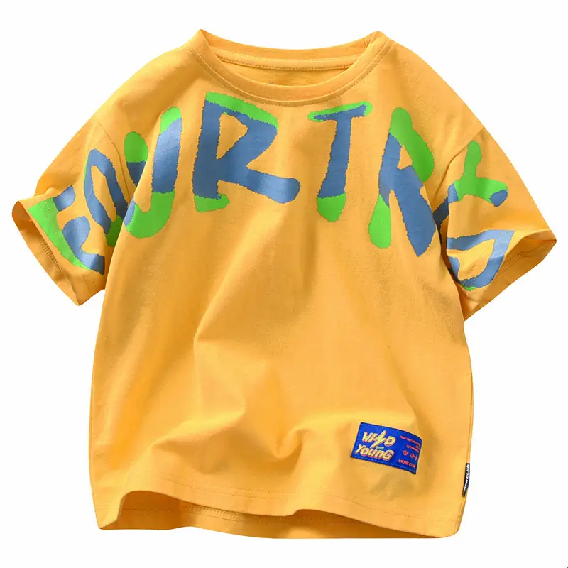 Boys Round Neck Letter Print T-Shirt Black Summer 2026 - Image 8