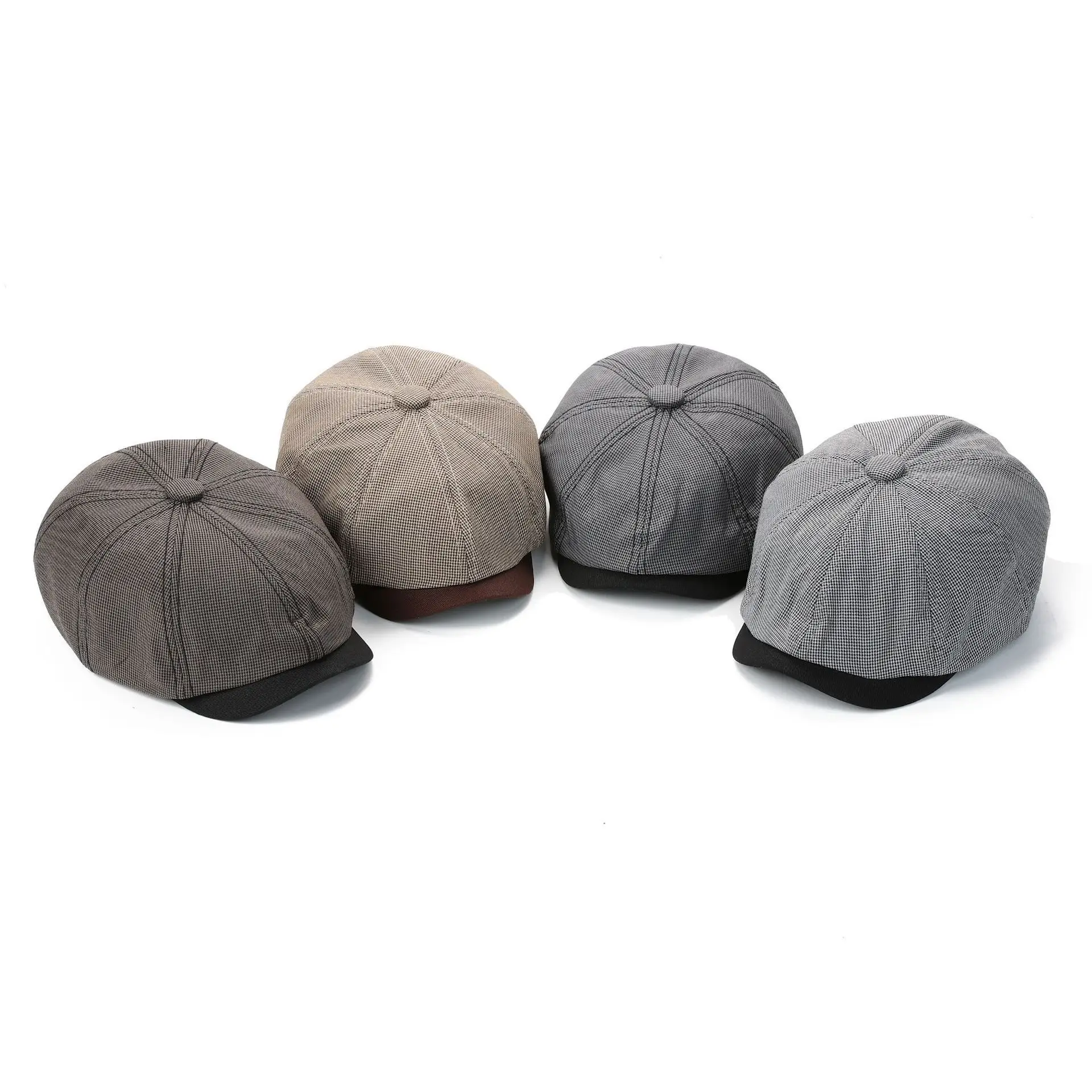 Men's Gray Duckbill Cap All Season Houndstooth Pattern - Image 4