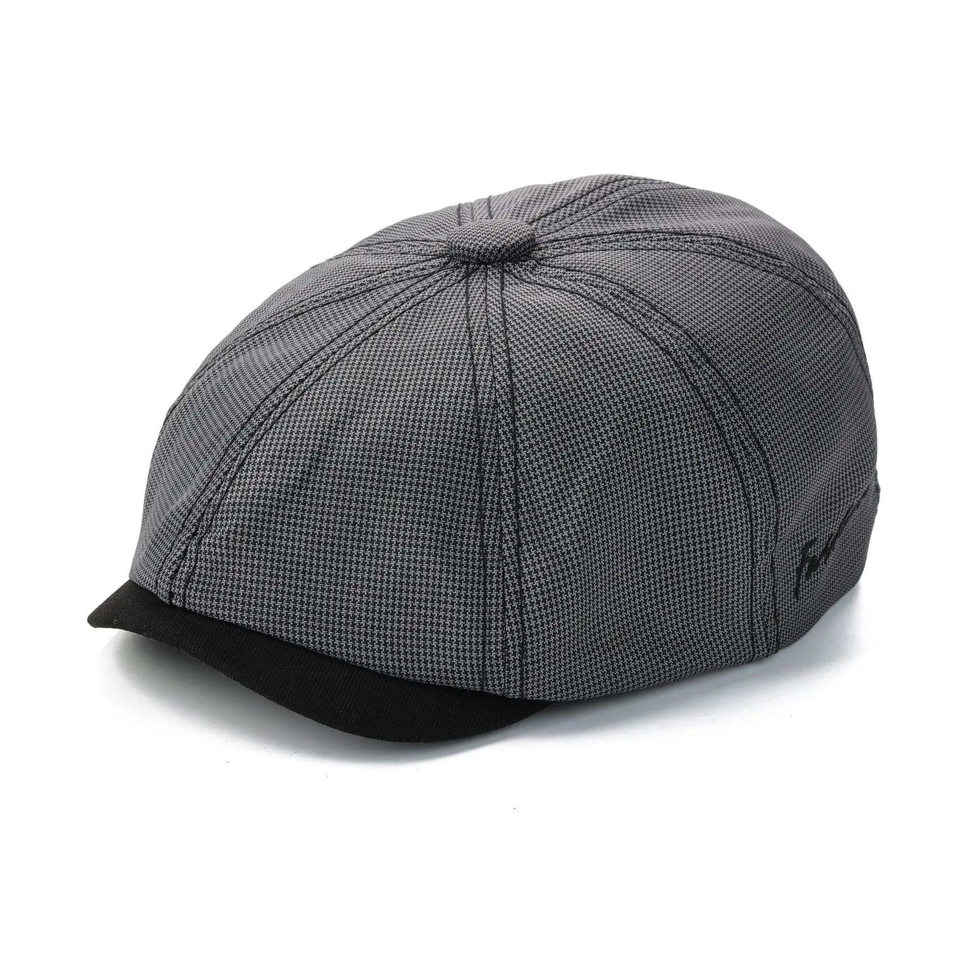 Men's Gray Duckbill Cap All Season Houndstooth Pattern — feature 11