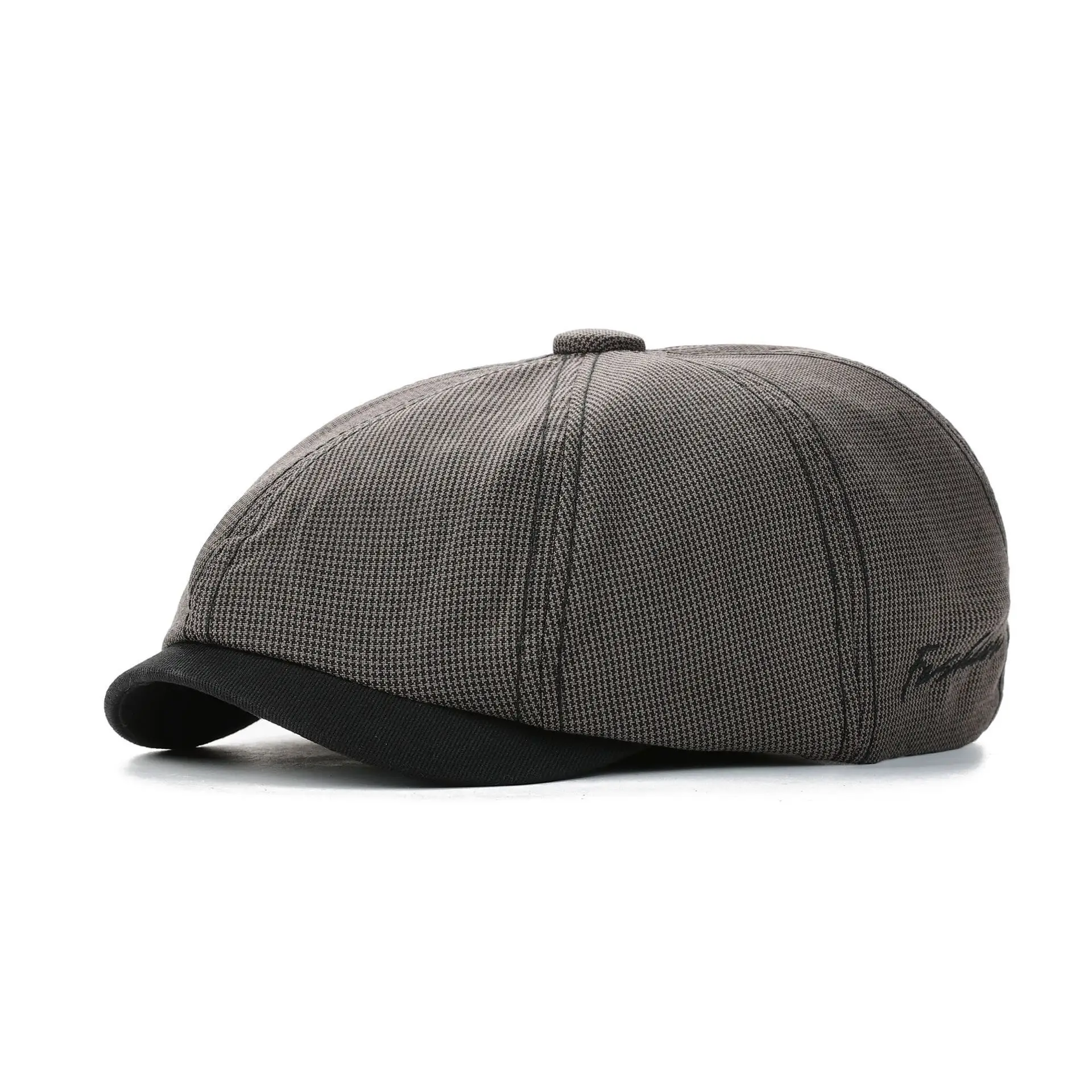 Men's Gray Duckbill Cap All Season Houndstooth Pattern — feature 12
