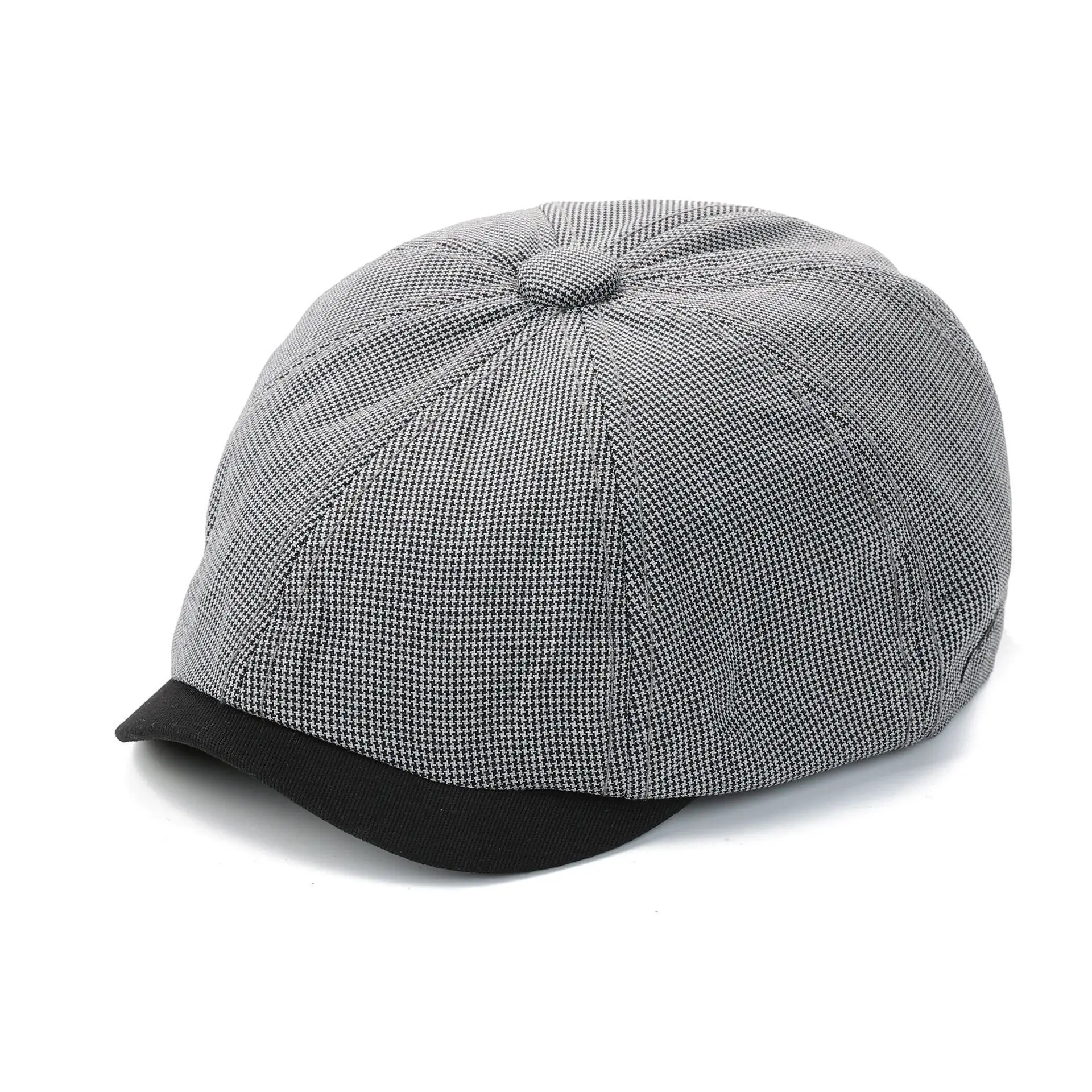 Men's Gray Duckbill Cap All Season Houndstooth Pattern — feature 7