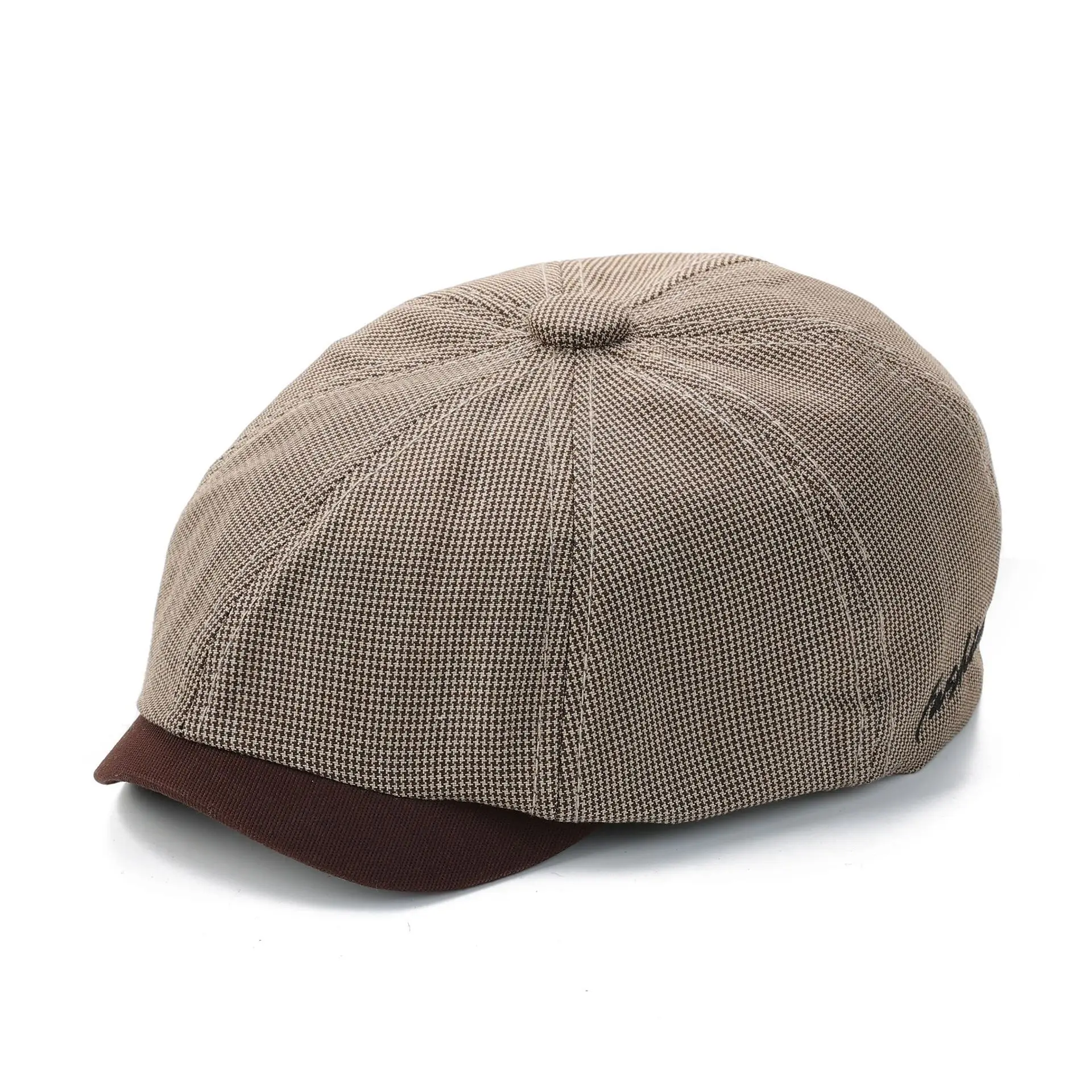 Men's Gray Duckbill Cap All Season Houndstooth Pattern — feature 9