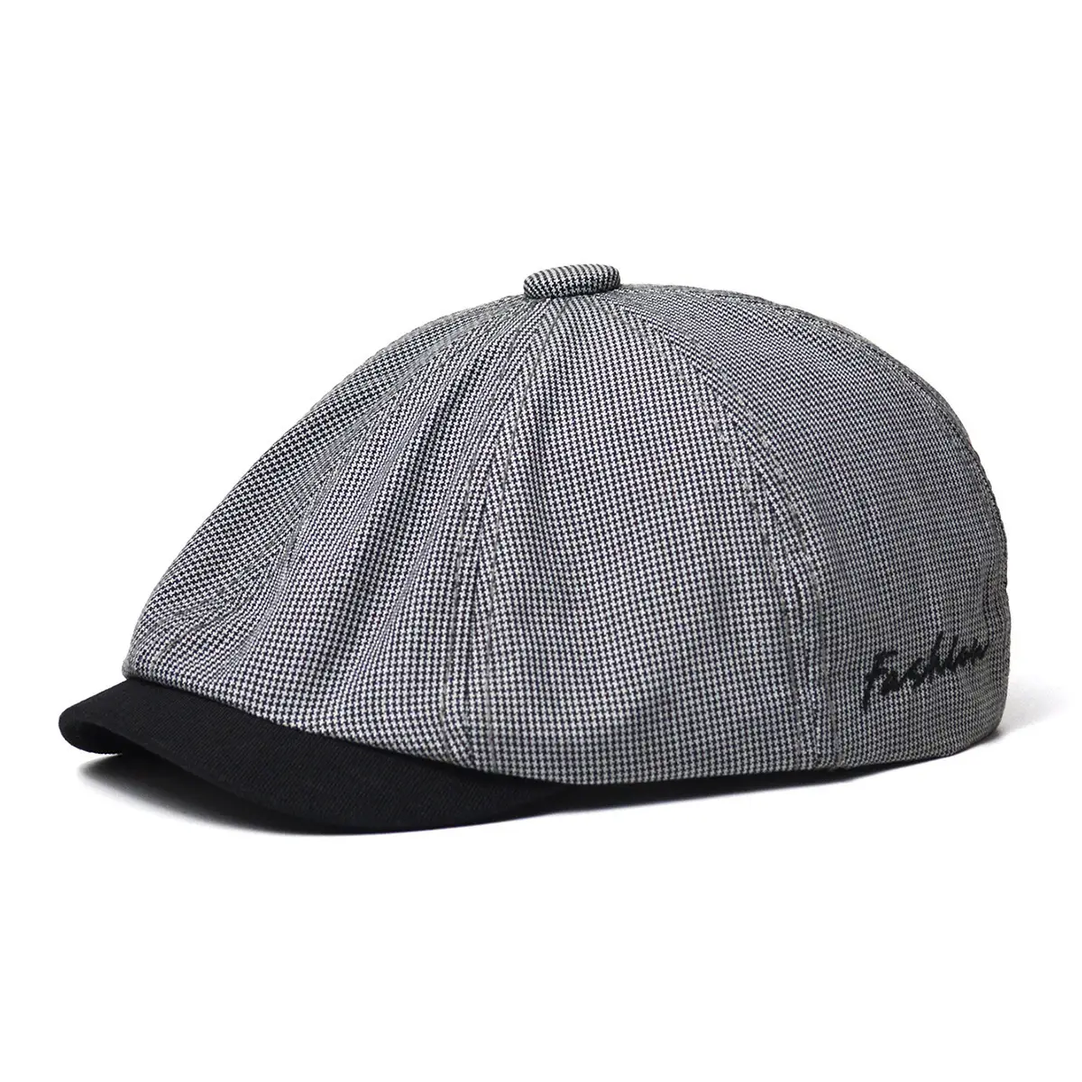 Men's Gray Duckbill Cap All Season Houndstooth Pattern - Image 2