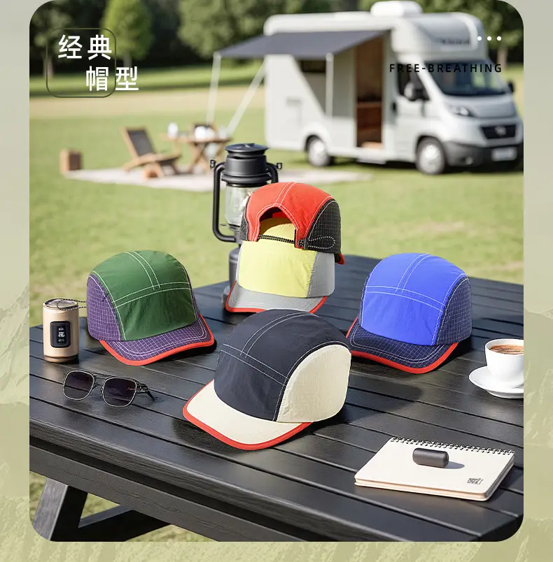 Men's Blue Grey Baseball Cap 5cm Red Bristle — feature 29