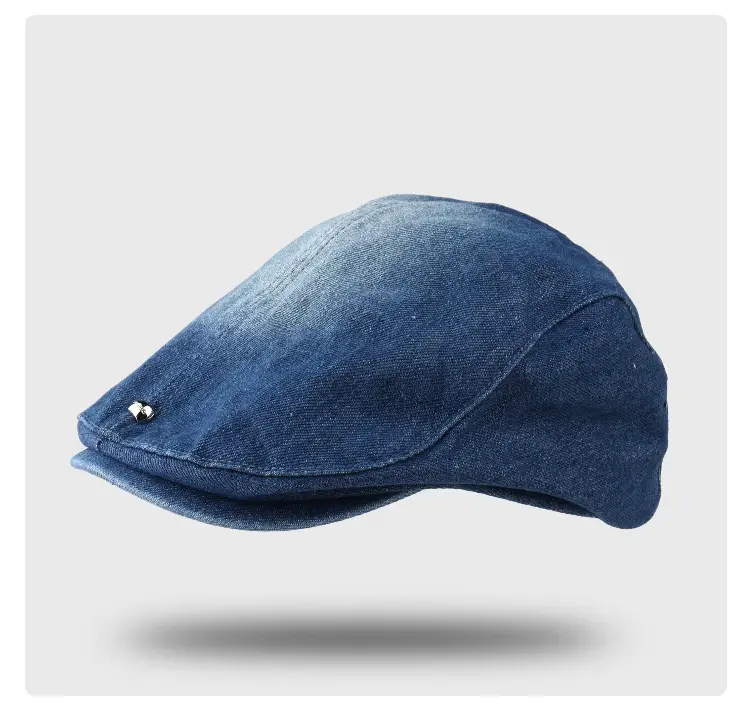 Vintage Wash Denim Rivet Beret Women's Cap — feature 11