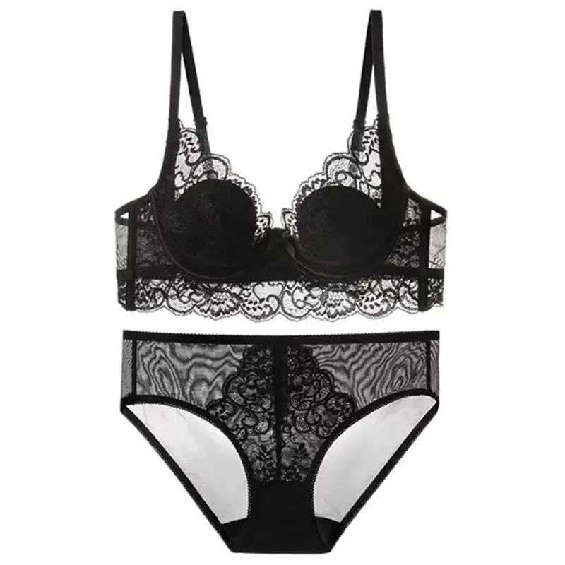 Black Lace Bra Large Bust Anti-Sagging Minimizer - Image 9