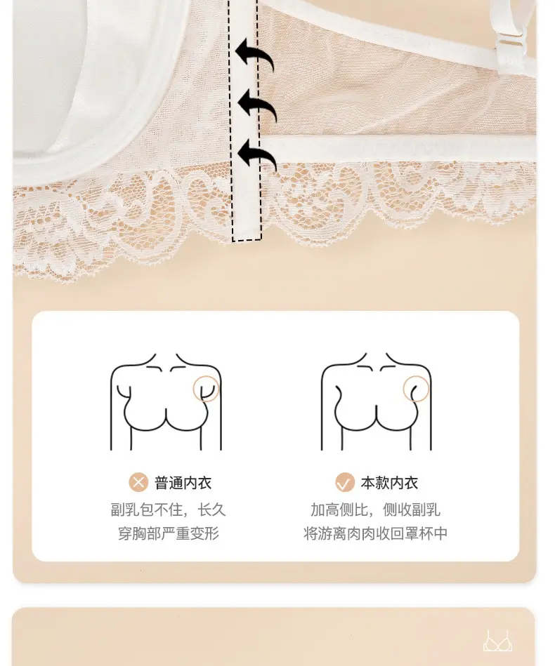 Black Lace Bra Large Bust Anti-Sagging Minimizer — feature 11