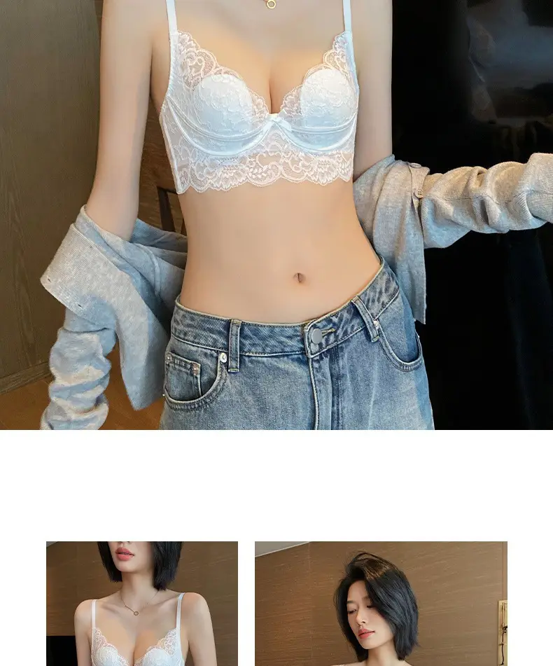 Black Lace Bra Large Bust Anti-Sagging Minimizer — feature 21