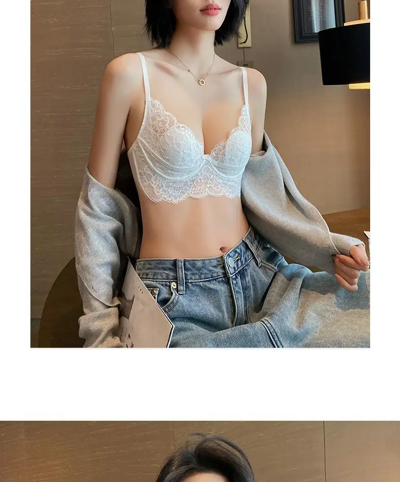 Black Lace Bra Large Bust Anti-Sagging Minimizer — feature 24