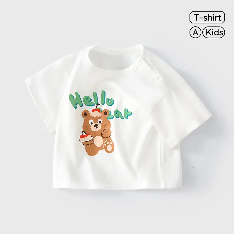 Jingqi Baby White Hello Bear T-Shirt for Kids - Image 6