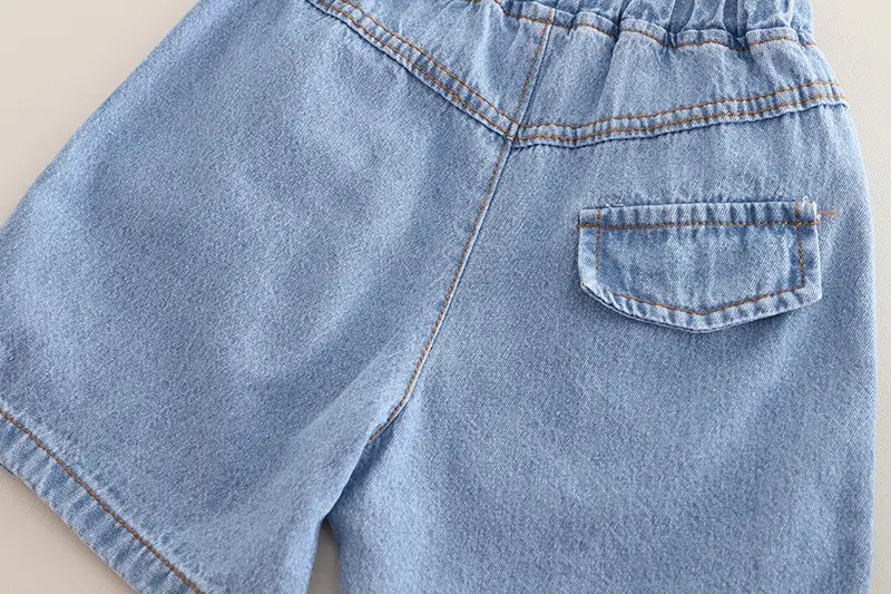 Kids Dog Print 2Pc Summer Suit Blue White Shorts — feature 17